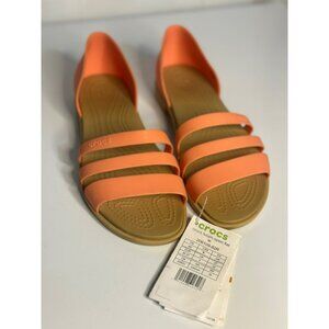 Crocs Tulum Open Flat Sandals | Women’s Size 6 Coral Pink Tan Lightweight Style
